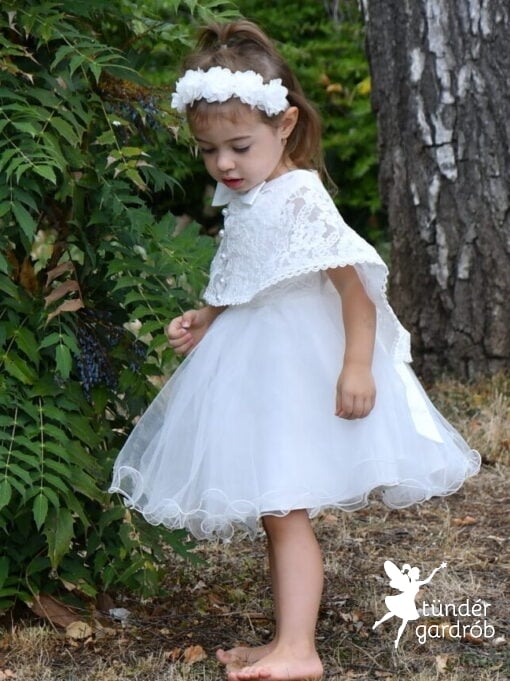 LOTTI-Hófehér alkami kislány ruha perelinnel hajpánttal