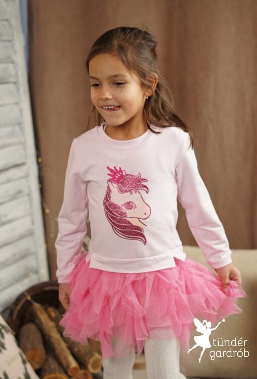 Kislány unikornis ruha rózsaszín tüllszoknyával